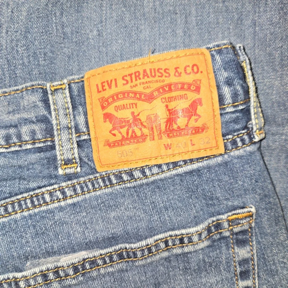 Levi's 505 Regular Fit Jeans Mens 40X32 Blue Straight Leg Stretch Denim